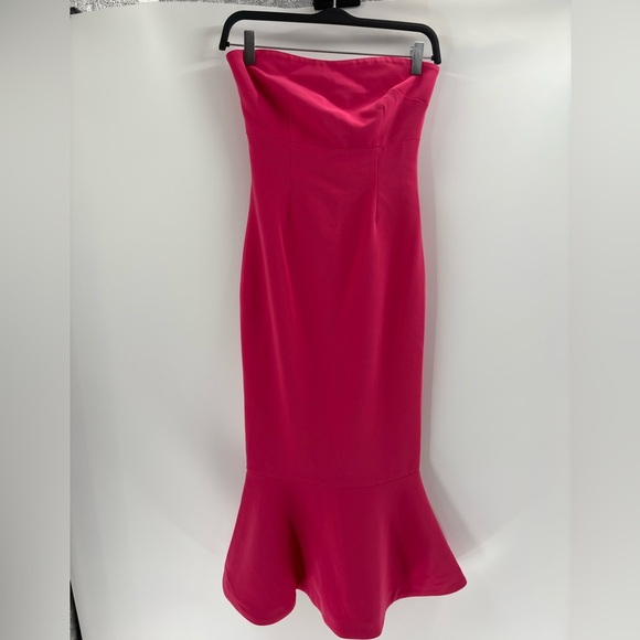 Cinq A Sept Pink Luna Strapless Midi Length Ruffle Wedding Guest Dress Size 0 - Picture 14 of 15